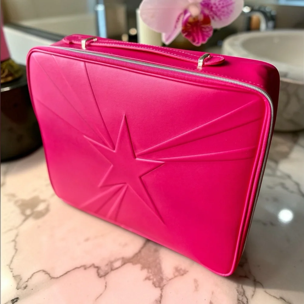 Lancôme Large Hot Pink Faux Leather Makeup / Travel Storage Bag